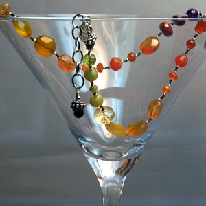 Hand knotted semi precious Fall necklace image 1