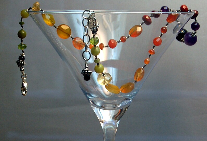 Hand knotted semi precious Fall necklace image 1