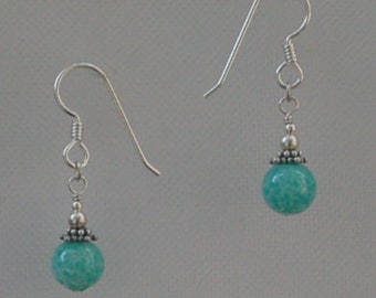 Turquoise and light turquoise Venetian glass beaded earrings