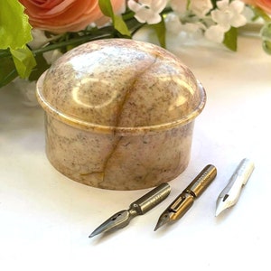 Alabaster Carved Nib Pot & Vintage Nibs