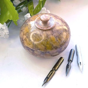 Alabaster Carved Nib Pot & Vintage Nibs