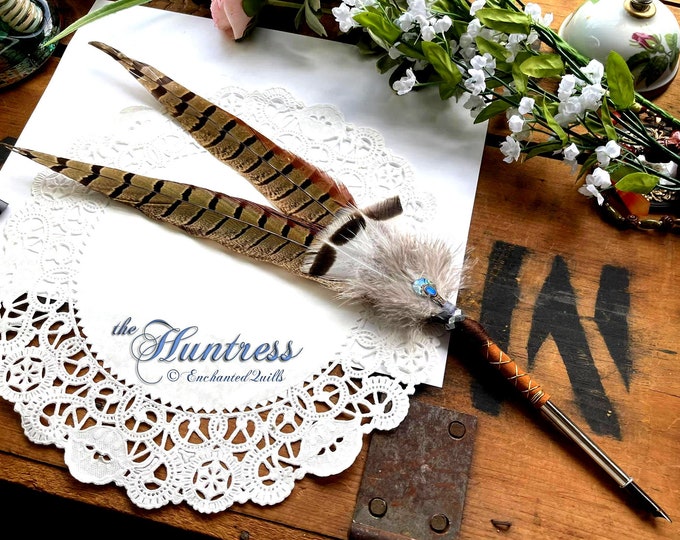 The HUNTRESS Artisan Crafted PHEASANT Feather Quill Dip Pen
