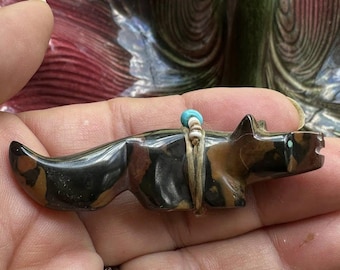 Vintage Rainbow Jasper ARVIN TOLEDO Fox Fetish with Turquoise Bundle