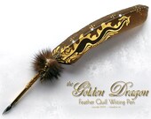 The GOLDEN DRAGON Feather Quill Pen