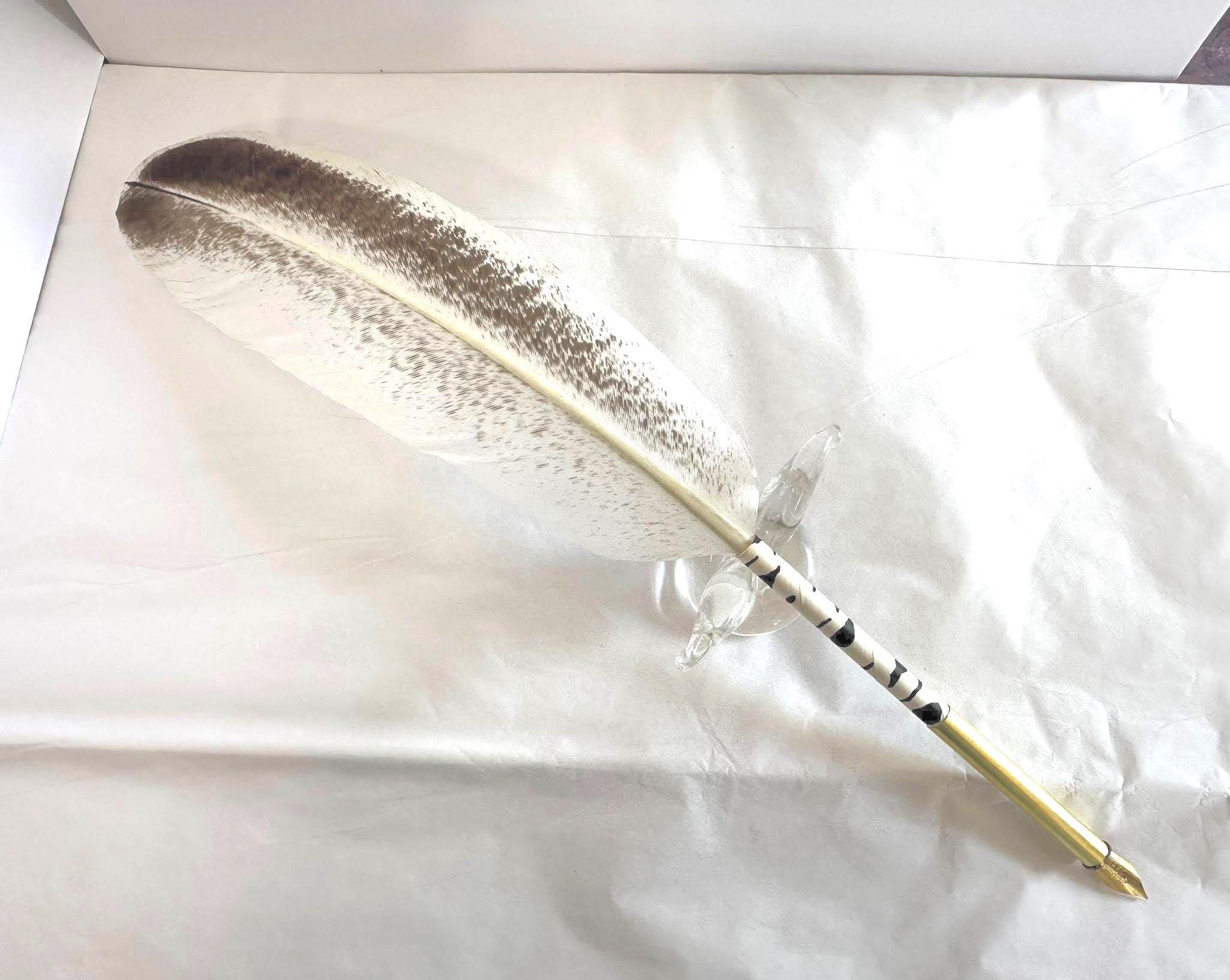 Snowy Owl Natural Totem Feather Quill NIB Pen