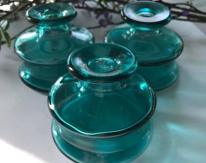 Vintage Dansk Turquoise Glass Inkwell Ink Pot Made in France Etsy