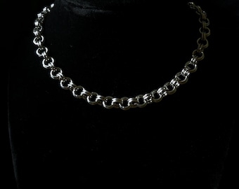Chunky Double Link Stainless Steel Chainmail Choker / Short Necklace | Unisex Alternative Goth Jewelry