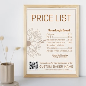 Customizable Bakery Price List Template – Perfect for Social Media, Instagram, Facebook, and Print