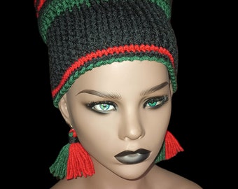 Red, Black and Green 2 Tier Crown Hat