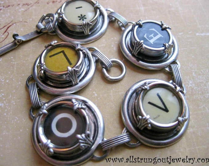 Antique Typewriter Key Bracelet LOVE Etsy