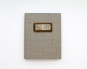 Large Natural Linen Hardcover Journal with a Collage Label