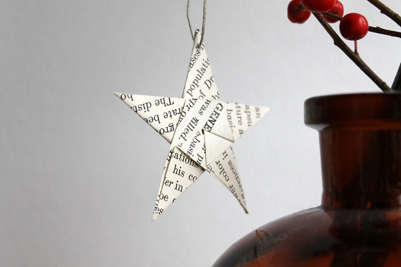 Origami Star Ornament Set of 3 Made of Vintage Book Pages | Etsy