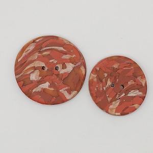 Large handmade buttons, Round artisan buttons, Terracotta, 1 1/2 inch button, 1 1/4 inch B83