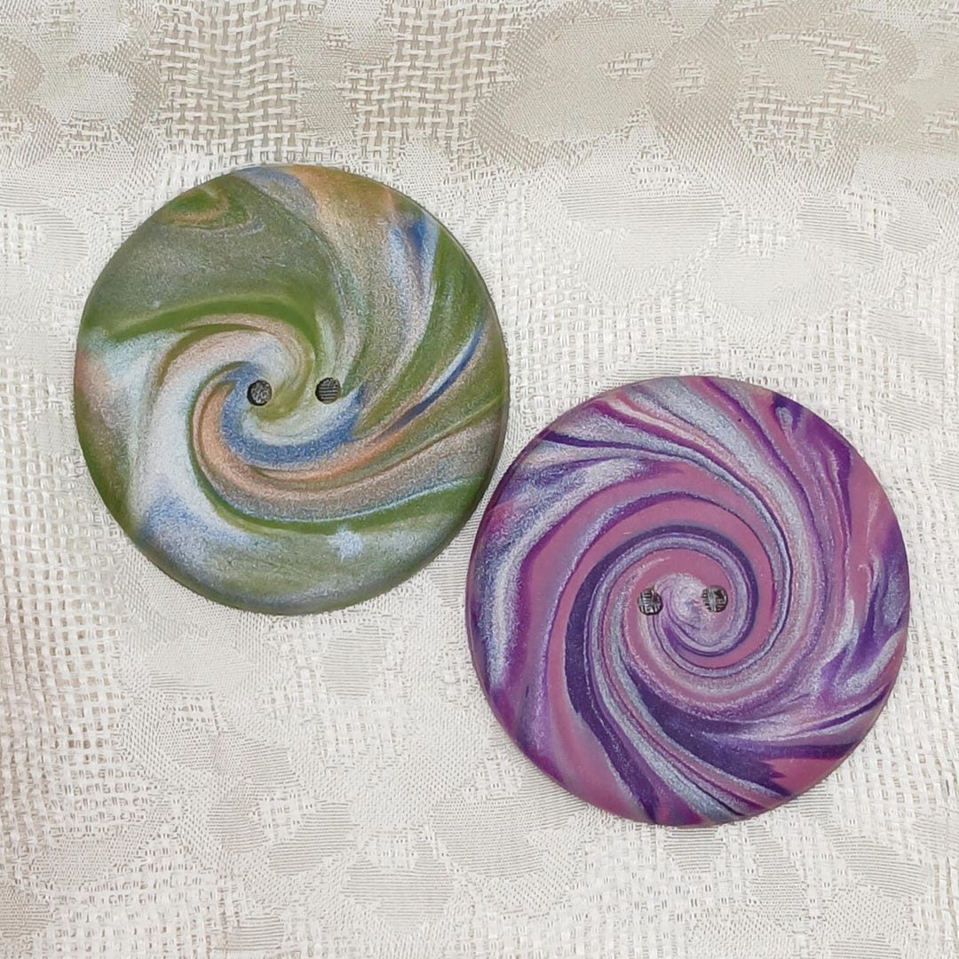 2 Inch Button 2 Inch Handmade Button, Large Round Artisan Button, Swirl Pattern B125 ...