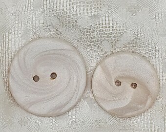 1 1/2 inch handmade button, 1 1/4 inch Ivory swirl B91, Round artisan button