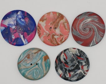 Large handmade buttons, 1 1/2 inch Round artisan buttons
