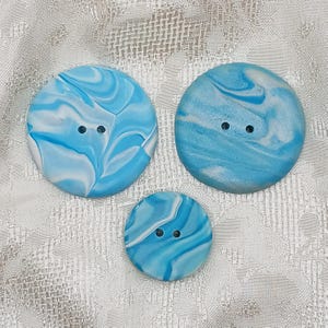 1 1/2 inch buttons, 1 inch, Large handmade buttons B55, Round artisan buttons, Turquoise marbled