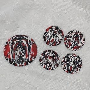 1 1/2 inch buttons, 1 inch set of 4, Round handmade buttons B105, Artisan buttons, Multicolor