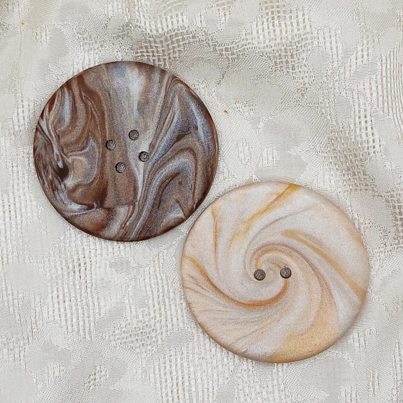 2 Inch Handmade Button, Large Round Artisan Button B142, Chocolate ...