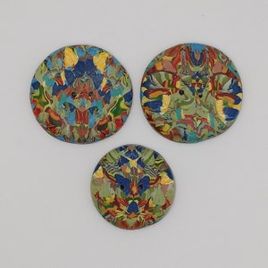 1 1/2 inch button, 1 1/4 inch, Large handmade buttons, Round artisan buttons, Multicolor