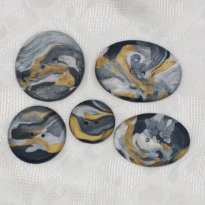 1 1/2 inch button, 1 1/4 inch, 1 inch buttons, Oval, Large handmade buttons, Marbled B51, Round artisan buttons