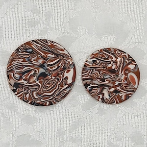 1 1/2 inch button, 1 1/4 inch, Large handmade buttons B147, Round artisan buttons, Shades of brown