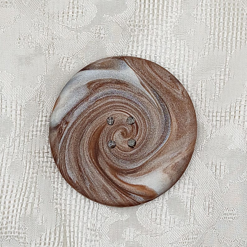 2 Inch Handmade Button, Large Round Artisan Button B142, Chocolate ...