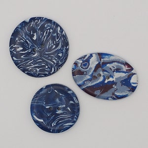 Large handmade buttons, Round artisan 1 1/2 inch buttons, 1 1/4 inch, Oval 1  3/4 inch button B79