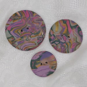 1 1/2 inch button, 1 1/4 inch, 1 inch button, Large handmade buttons, Artisan buttons B129, Multicolor button