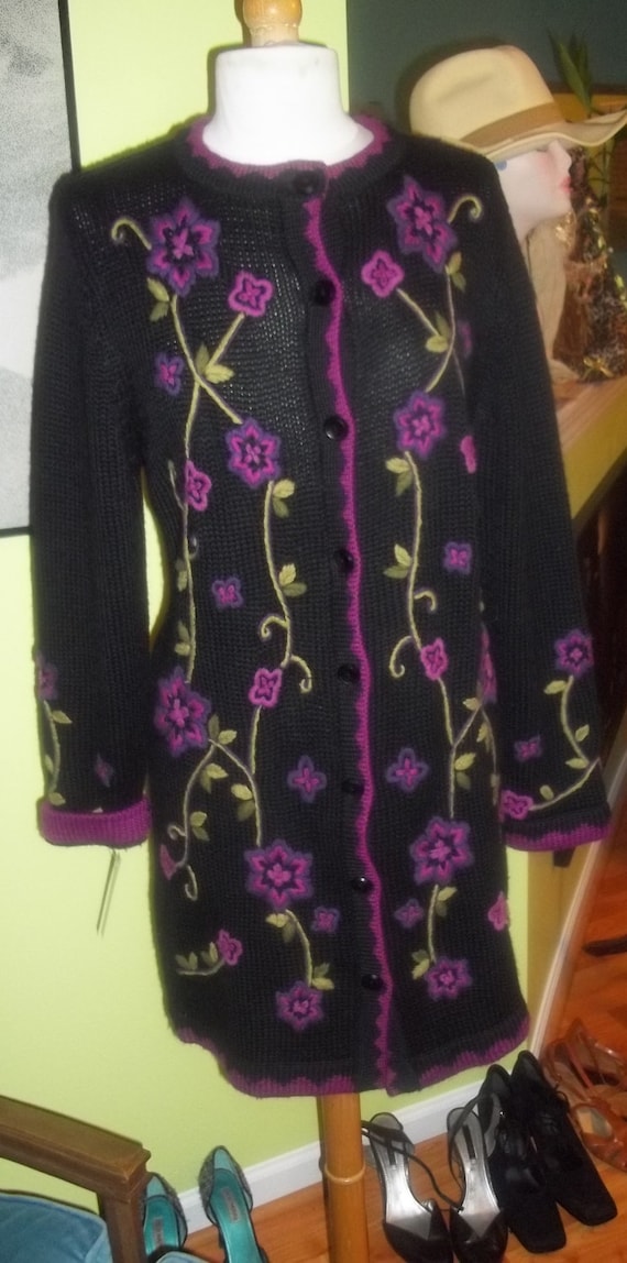 EXQUISITE Victor Costa Colorful EMBROIDERED Knit S