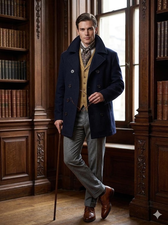 Classic Authentic Double-Breasted Wool Military P… - image 9