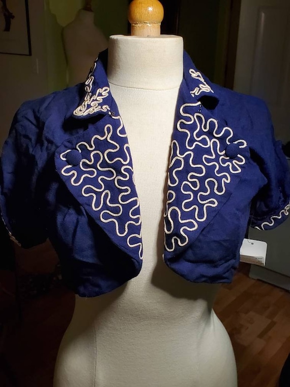 Vintage soutache scrug cropped jacket