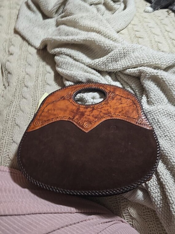 Hand-crafted Large Tooled Leather Vintage Hand-cr… - image 4