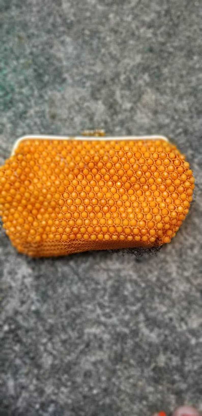 Adorable Vibrant Plastic Beaded Vintage Makeup Pouch