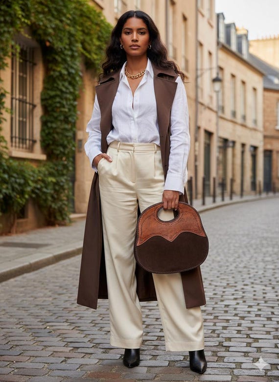 Hand-crafted Large Tooled Leather Vintage Hand-cr… - image 5