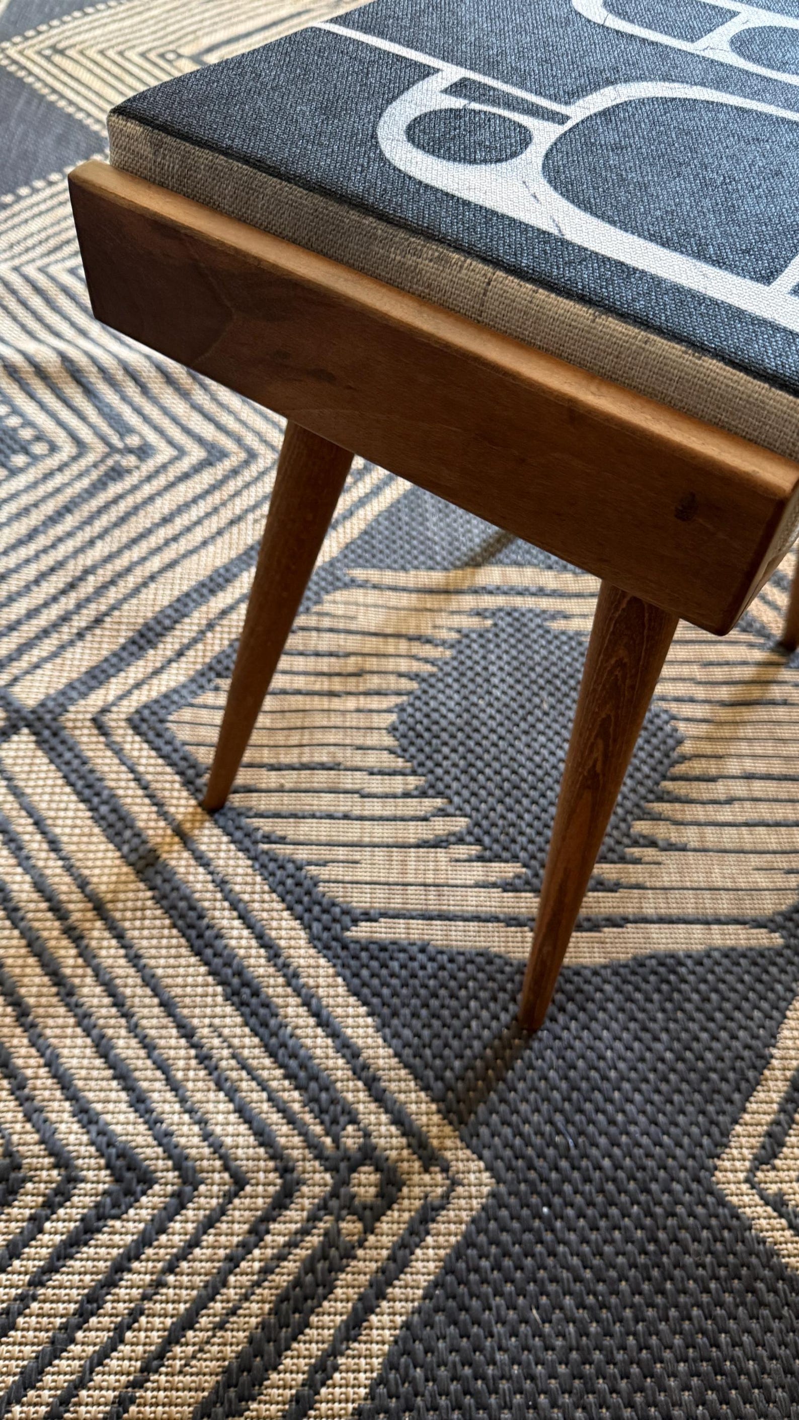 The Architect’s Blueprint Stool - Upholstered Handmade Bench With Hand ...