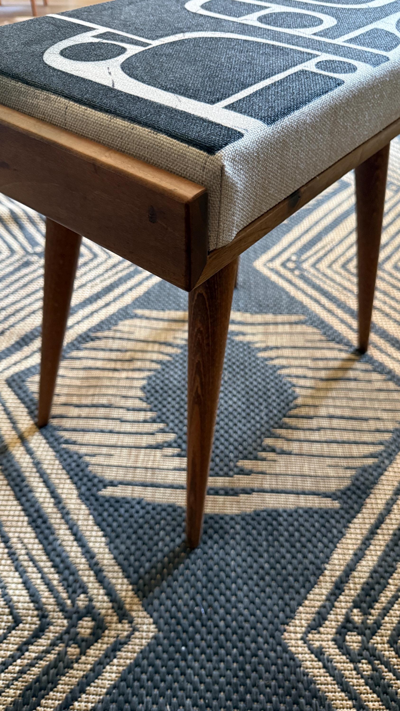 The Architect’s Blueprint Stool - Upholstered Handmade Bench With Hand ...