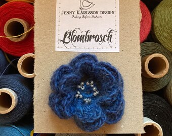 Flower Brooches - Blue - Petrol - Purple - Many colours - Crochet - Wool - Lovely flowery pin -