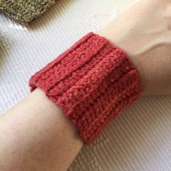 Chauffe-poignet court au crochet - brassard brassard bracelet laine de fil