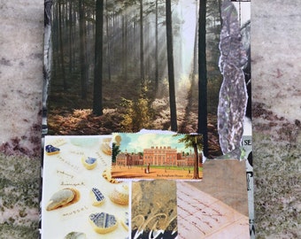 Handmade Journal for Inspiration Dreams Art Collage with images and quotes inside 80 pages Notebook Palace Swan Castle Nature Trees