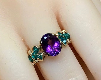 LAST ONE AAA Moroccan Amethyst Handmade Ring, Dark Purple, Unique Engagement Anniversary February Birthstone