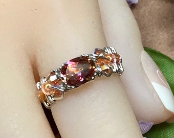 Anastasia Mystic Topaz Handmade Ring, Mystic Topaz Ring, in 14K Gold or Sterling Silver