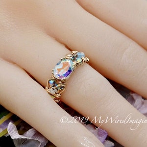 Mercury Mystic Topaz Handmade Ring, Opalescent Mystic Topaz Ring, in 14K Gold or Sterling Silver image 1