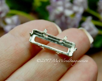 21x7mm Princess Cut Crystal Setting, 1 Piece, Silver or Antique Bronze Plated Prong Setting, Nickel Free, Long Octagon Setting