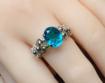 LAST ONE, Paraiba Tourmaline Ring, Handmade in 14K gf or SS, Paraiba Ocean Blue Tourmaline Quartz Doublet, Unique Engagement Ring