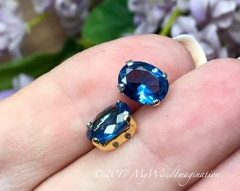 Blue Zircon 1 Piece Lab-Grown Lab-Created Faceted Gemstone, 9x7mm Oval, SP or GP Setting, Bead Embroidery, Jewelry, December Birthstone