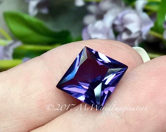 Faceted Alexandrite 12 x 12mm Square Loose Color Change Alexandrite, June Birthstone With or Without Setting