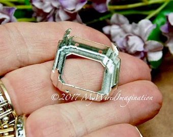 23mm Cabochon or Crystal Setting Art 4675, 1 Piece, Silver or Gold Plated Prong Settings, Nickel Free, Large Square Octagon Setting