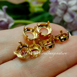8-mm-Strassfassungen, 6 Stück SP oder GP für 37-38ss und 39ss-41ss, NEUE Ausführungen hinzugefügt 37-38ss Gold Plated