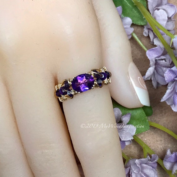 Handmade Amethyst Silver Plated Wired Ring
